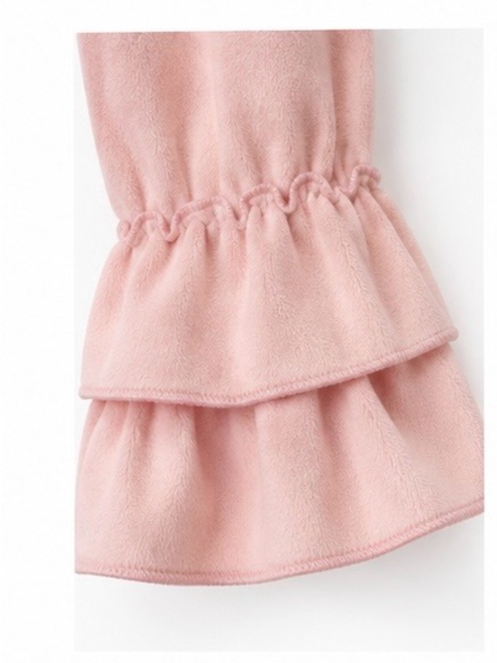 BMG Girls Soft Petal Pink Faux Suede Ruffle Sleeve Jacket Size 8Y - Picture 3 of 5